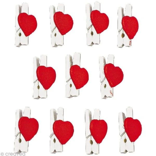 Mini Pince à Linge 2,5 Cm Coeur Rouge X 12 1 Mini Pince à Linge 2,5 Cm Coeur Rouge X 12