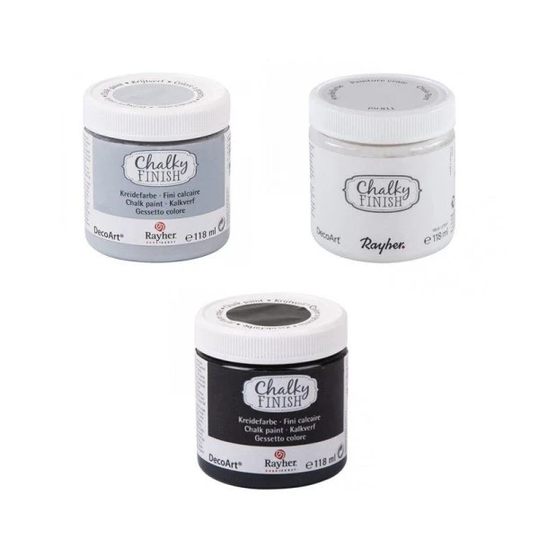 Peinture Craie Chalky Finish 118 Ml X 3 - ébène-gris-blanc 1 Peinture Craie Chalky Finish 118 Ml X 3 - ébène-gris-blanc