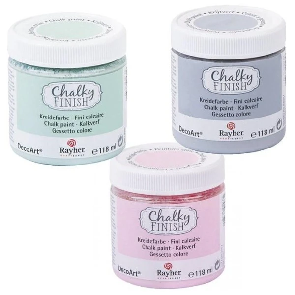Peinture Craie Chalky Finish 118 Ml X 3 - Rose-gris-vert Jade 1 Peinture Craie Chalky Finish 118 Ml X 3 - Rose-gris-vert Jade