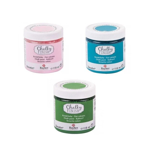 Peinture Craie Chalky Finish 118 Ml X 3 - Vert-bleu-rose 1 Peinture Craie Chalky Finish 118 Ml X 3 - Vert-bleu-rose