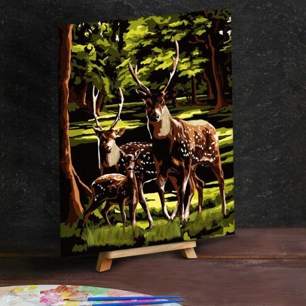 Peinture Par Numéro Kit Avec 3D éléments "cerf Dans La Forêt, Toile, Et Brosses, Pour, Mur," 30x40 C 2 Peinture Par Numéro Kit Avec 3D éléments "cerf Dans La Forêt, Toile, Et Brosses, Pour, Mur," 30x40 C – Image 2