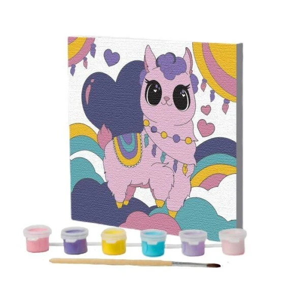 Peinture Par Numéros," Lama Magique "15 × 15 Cm, Sur Toile DIY Kit, Chambre Décor Ensemble, Enfants 1 Peinture Par Numéros," Lama Magique "15 × 15 Cm, Sur Toile DIY Kit, Chambre Décor Ensemble, Enfants