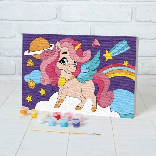 Peinture Par Numéros "Licorne Magique" 20 × 30 Cm, Sur Toile DIY Kit, Chambre Décor Ensemble, Enfant 2 Peinture Par Numéros "Licorne Magique" 20 × 30 Cm, Sur Toile DIY Kit, Chambre Décor Ensemble, Enfant – Image 2
