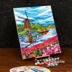 Peinture Par Numéros Sur Toile Avec Sous-Cadre, Art Mural, "Moulin À Vent" 40 × 50 Cm, Sur Toile KIT -Promos Creavea Boutique peinture par numeros sur toile avec sous cadre art mural moulin a vent 40 50 cm sur toile kit p 2