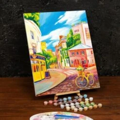 Peinture Par Numéros Sur Toile Avec Sous-Cadre, Art Mural," Vélo Dans La Rue "40 × 50 Cm, Sur Toile -Promos Creavea Boutique peinture par numeros sur toile avec sous cadre art mural velo dans la rue 40 50 cm sur toile p 2