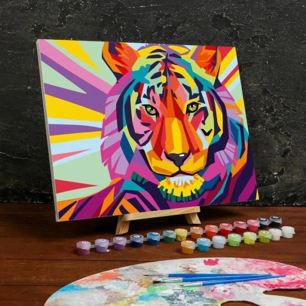 Peinture Par Numéros Sur Toile Avec Sous-cadre, Et Pinceaux, Kits, Pour, Art Mural," Tigre "30 × 40 2 Peinture Par Numéros Sur Toile Avec Sous-cadre, Et Pinceaux, Kits, Pour, Art Mural," Tigre "30 × 40 – Image 2