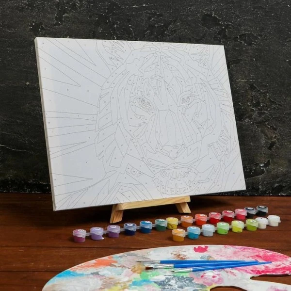 Peinture Par Numéros Sur Toile Avec Sous-cadre, Et Pinceaux, Kits, Pour, Art Mural," Tigre "30 × 40 4 Peinture Par Numéros Sur Toile Avec Sous-cadre, Et Pinceaux, Kits, Pour, Art Mural," Tigre "30 × 40 – Image 4