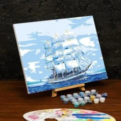 Peinture Par Numéros Sur Toile Avec Sous-cadre, Et Pinceaux, Kits, Pour, Art Mural," Voilier "30 × 4 -Promos Creavea Boutique peinture par numeros sur toile avec sous cadre et pinceaux kits pour art mural voilier 30 4 p 2