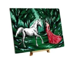 Peinture Par Numéros Sur Toile Avec Sous-cadre, Kits, Pour, Art Mural," Fille Avec Une Licorne "30 ×