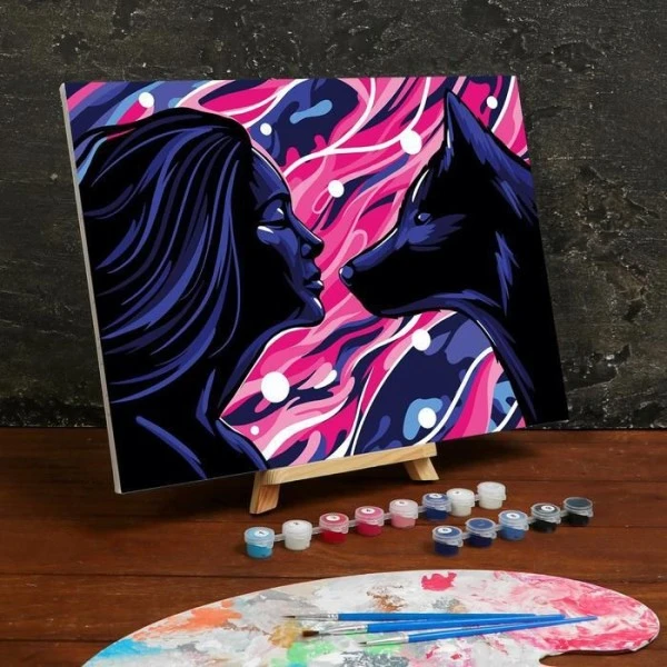 Peinture Par Numéros Sur Toile Avec Sous-cadre, Pinceaux, Kits, Pour, Art Mural," Fille Et Loup "30 2 Peinture Par Numéros Sur Toile Avec Sous-cadre, Pinceaux, Kits, Pour, Art Mural," Fille Et Loup "30 – Image 2