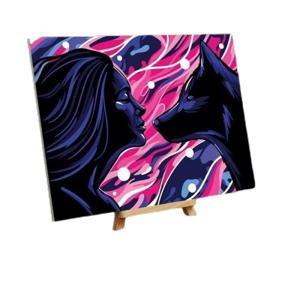 Peinture Par Numéros Sur Toile Avec Sous-cadre, Pinceaux, Kits, Pour, Art Mural," Fille Et Loup "30 1 Peinture Par Numéros Sur Toile Avec Sous-cadre, Pinceaux, Kits, Pour, Art Mural," Fille Et Loup "30