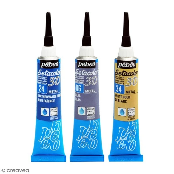 Pebeo Peinture Tissu Setacolor 3D - Metal - 20 Ml 1 Pebeo Peinture Tissu Setacolor 3D - Metal - 20 Ml