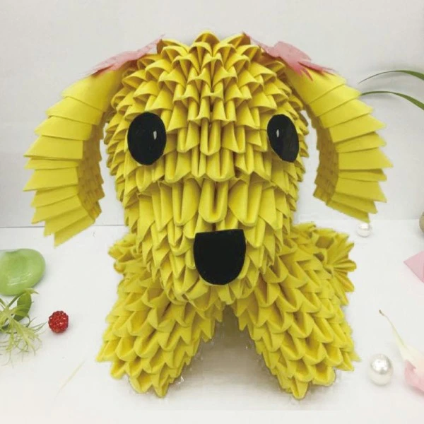 Petit Jaune 3D Origami Plié De Papier De Scrapbooking Chien Kit Animal De Compagnie De BRICOLAGE Mod 2 Petit Jaune 3D Origami Plié De Papier De Scrapbooking Chien Kit Animal De Compagnie De BRICOLAGE Mod – Image 2