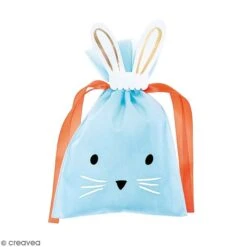 Petit Sac Cadeau En Tissu Bleu - Lapin - 20 X 30 Cm