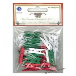 Pinces A Linge 2,5cm X 30 Pièces Blanc, Rouge, Vert