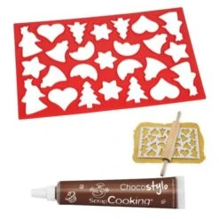 Plaque Découpoir 25 Biscuits De Noël + Stylo Chocolat