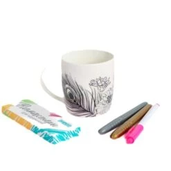 Plumes De Paon Tasses Kit De BRICOLAGE, Peint Tasse De Cadeau, De La Décoration De Coloration De La