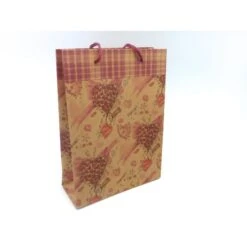 Pochette Cadeaux 20 X 14,5cm Coeur Et Rose À Soufflet En Papier Épais