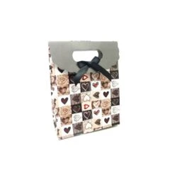 Pochette Cadeaux Coeur Vintage 12,5 X 16,5cm Nœud Satin Noir