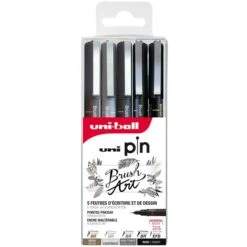 Uni Pochette Feutres D'écriture Et De Dessin - Pointes Pinceau Brush - 5 Pcs