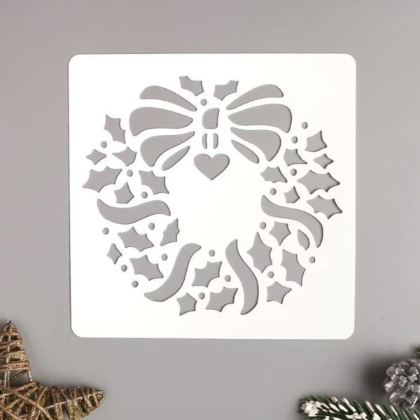 Pochoir En Plastique "Guirlande De Noël" 15x15 Cm, Police, Fichier Coupé, Artisanat, Décoration Mura 2 Pochoir En Plastique "Guirlande De Noël" 15x15 Cm, Police, Fichier Coupé, Artisanat, Décoration Mura – Image 2