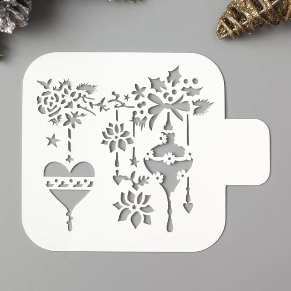 Pochoir En Plastique "Ornements De Noël" 9x9 Cm, Fichier Coupé, Artisanat, Décoration Murale De La M 2 Pochoir En Plastique "Ornements De Noël" 9x9 Cm, Fichier Coupé, Artisanat, Décoration Murale De La M – Image 2