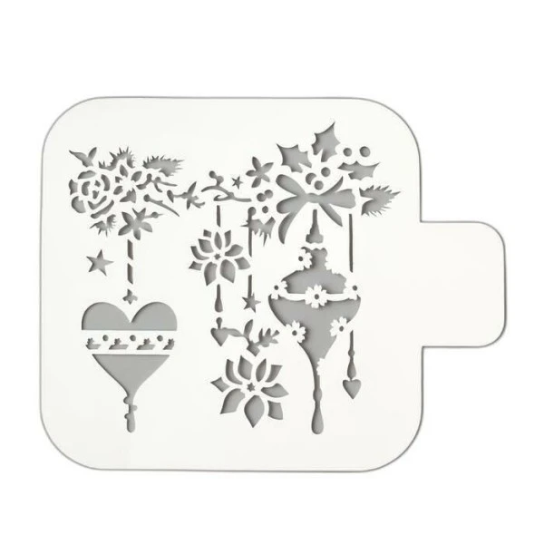 Pochoir En Plastique "Ornements De Noël" 9x9 Cm, Fichier Coupé, Artisanat, Décoration Murale De La M 1 Pochoir En Plastique "Ornements De Noël" 9x9 Cm, Fichier Coupé, Artisanat, Décoration Murale De La M