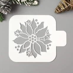 Pochoir En Plastique Poinsettia" Fleur "9x9 Cm, Police, Artisanat, Décoration Murale De La Maison Pe -Promos Creavea Boutique pochoir en plastique poinsettia fleur 9x9 cm police artisanat decoration murale de la maison pe p 2