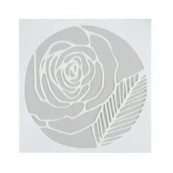 Pochoir En Plastique "Rose Avec Feuille" 13x13 Cm, Police, Fichier Coupé, Artisanat, Décoration Mura