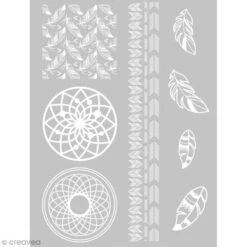 Pochoir Pour Impression De Motifs Sur Pâte Polymère - Attrape-rêves - 11,4 X 15,3 Cm