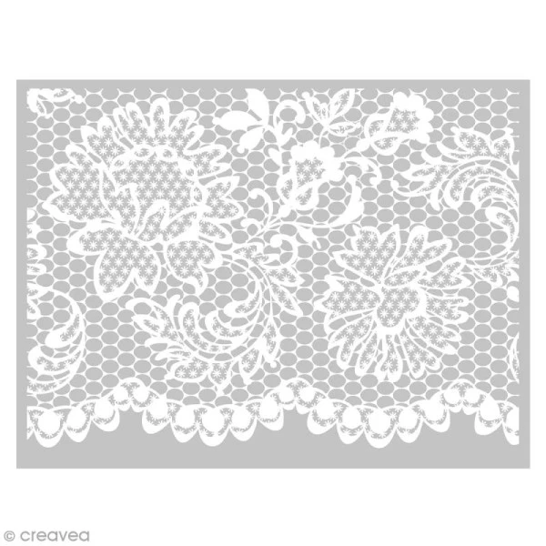 Pochoir Pour Impression De Motifs Sur Pâte Polymère - Dentelle - 11,4 X 15,3 Cm 1 Pochoir Pour Impression De Motifs Sur Pâte Polymère - Dentelle - 11,4 X 15,3 Cm