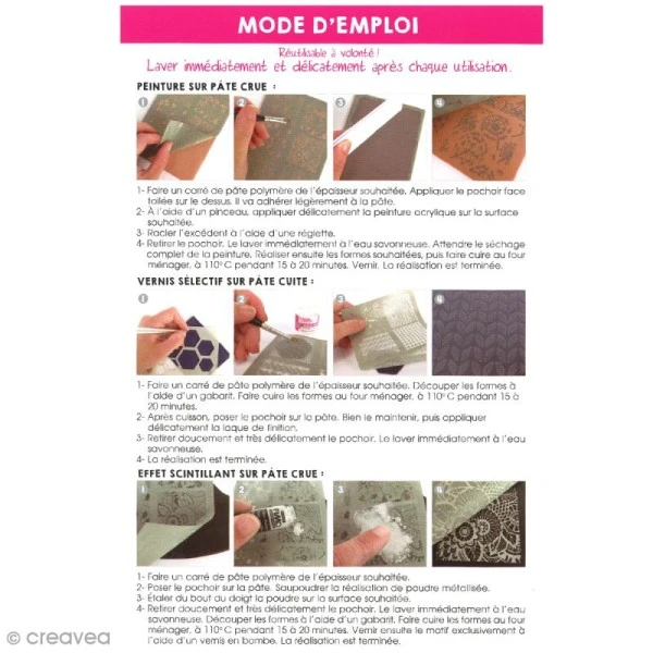 Pochoir Pour Impression De Motifs Sur Pâte Polymère - Floral - 11,4 X 15,3 Cm 3 Pochoir Pour Impression De Motifs Sur Pâte Polymère - Floral - 11,4 X 15,3 Cm – Image 3