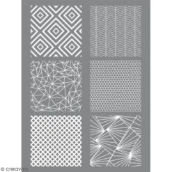 Pochoir Pour Impression De Motifs Sur Pâte Polymère - Géométrique - 11,4 X 15,3 Cm