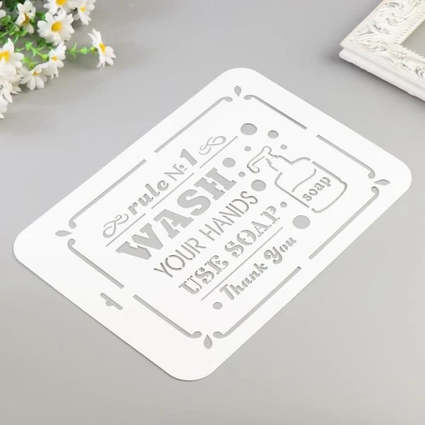 Pochoir" Wash "22x31 Cm, Vinyle, Police, Cookies, Fichier Coupé, Artisanat, Décoration Murale De La 3 Pochoir" Wash "22x31 Cm, Vinyle, Police, Cookies, Fichier Coupé, Artisanat, Décoration Murale De La – Image 3