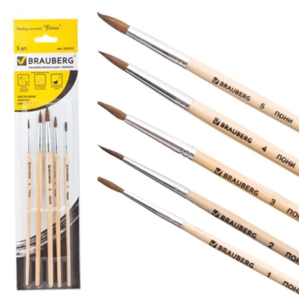 Poney Naturel Brosse À Cheveux Ensemble, Doux, Art, Aquarelle, Artiste, Ensemble, 5 Pièces, Brauberg 1 Poney Naturel Brosse À Cheveux Ensemble, Doux, Art, Aquarelle, Artiste, Ensemble, 5 Pièces, Brauberg