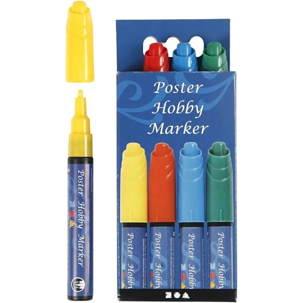 Creativ Company Poster Hobby Marker, Trait: 3 Mm, 4 Pièces, Couleurs Assorties 1 Creativ Company Poster Hobby Marker, Trait: 3 Mm, 4 Pièces, Couleurs Assorties
