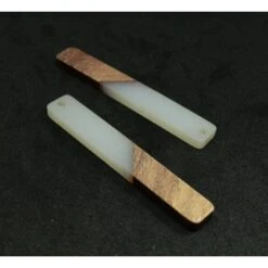 PS110208552 PAX 2 Pendentifs Rectangle En Bois Et Résine Blanc Gris 52 Mm