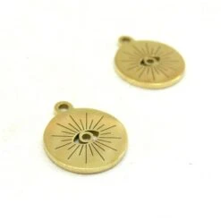 PS11832362 PAX 1 Pendentif - Médaille Œil De La Protection- 12 Mm - Doré En Acier Inoxydable 304 - P