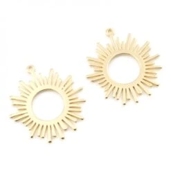 PS11832606 PAX 1 Pendentif Soleil 27mm Cuivre Plaqué Or 18KT