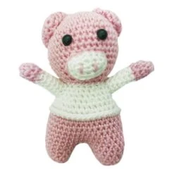 Rose Blanc Noir Tirelire Jouet Crochet Accroché à Tricoter Kit Amigurumi BRICOLAGE Enfants De L'Arti