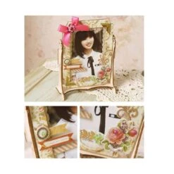 Rose Rose, Or Blanc, Vert, Mauve Album De BRICOLAGE En Bois Ornées De Frame Kit Vintage Luxe 18,5 Cm