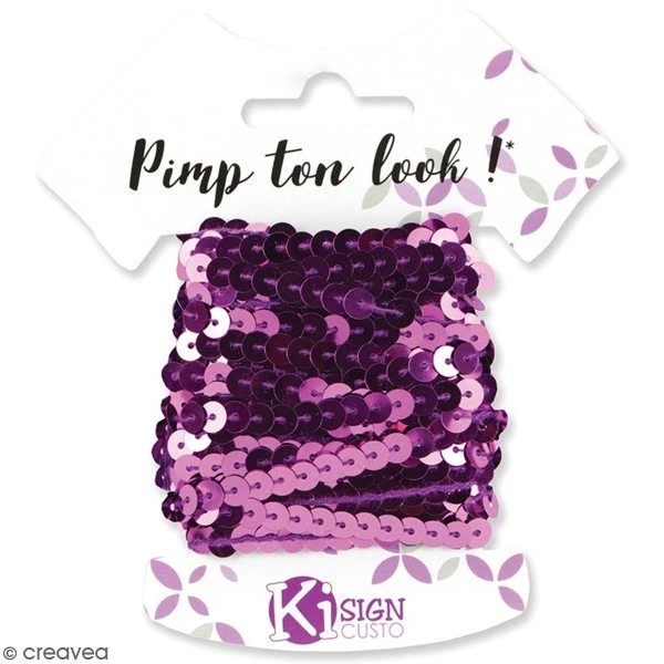 Ruban De Sequins à Coudre - Violet Brillant - 6 M 1 Ruban De Sequins à Coudre - Violet Brillant - 6 M