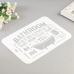 "Salle De Bains" Pochoir 22x31 Cm, Vinyle, Police, Cookies, Fichier Coupé, Artisanat, Décoration Mur -Promos Creavea Boutique salle de bains pochoir 22x31 cm vinyle police cookies fichier coupe artisanat decoration mur p 3