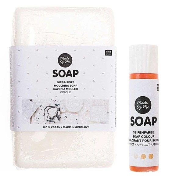 Savon à Mouler Opaque Vegan 250 G + Colorant Orange Abricot 1 Savon à Mouler Opaque Vegan 250 G + Colorant Orange Abricot