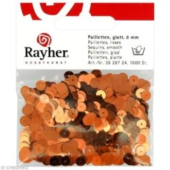 Sequin Plat 6 Mm Orange Cuivré Métallisé - 1000 Pcs