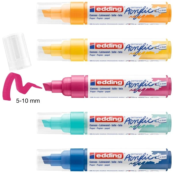 Set De Marqueurs Acrylique Edding 5000 - Pointe Large - Abstract - 5 Pcs 2 Set De Marqueurs Acrylique Edding 5000 - Pointe Large - Abstract - 5 Pcs – Image 2