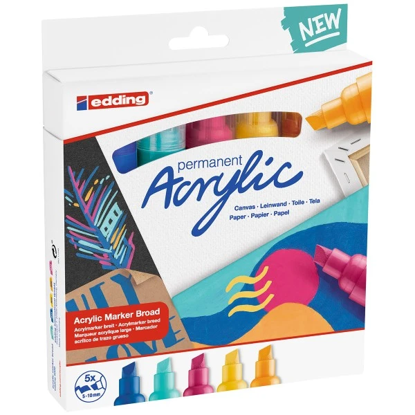 Set De Marqueurs Acrylique Edding 5000 - Pointe Large - Abstract - 5 Pcs 5 Set De Marqueurs Acrylique Edding 5000 - Pointe Large - Abstract - 5 Pcs – Image 5
