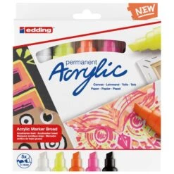 Set De Marqueurs Acrylique Edding 5000 - Pointe Large - Neon - 5 Pcs