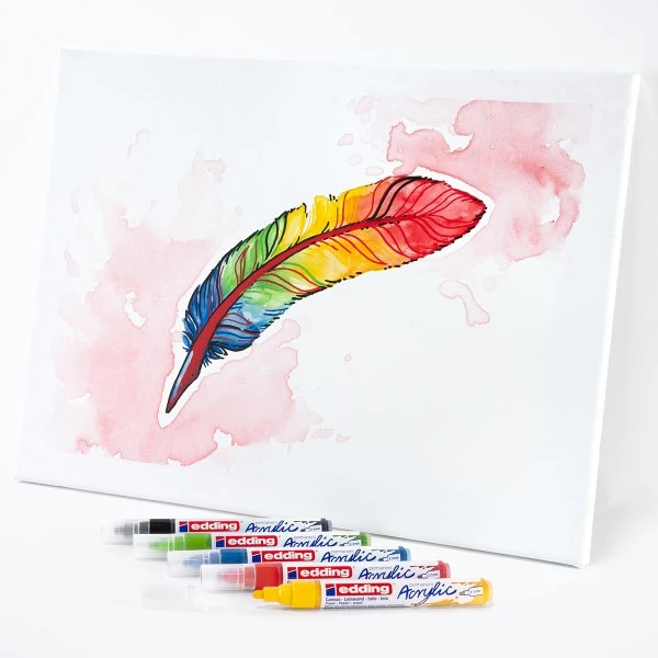 Set De Marqueurs Acrylique Edding 5100 - Pointe Moyenne - Basique - 5 Pcs 3 Set De Marqueurs Acrylique Edding 5100 - Pointe Moyenne - Basique - 5 Pcs – Image 3