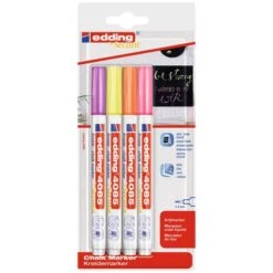 Set De Marqueurs Craie Edding 4085 - Néon - Pointe Fine - 4 Pcs